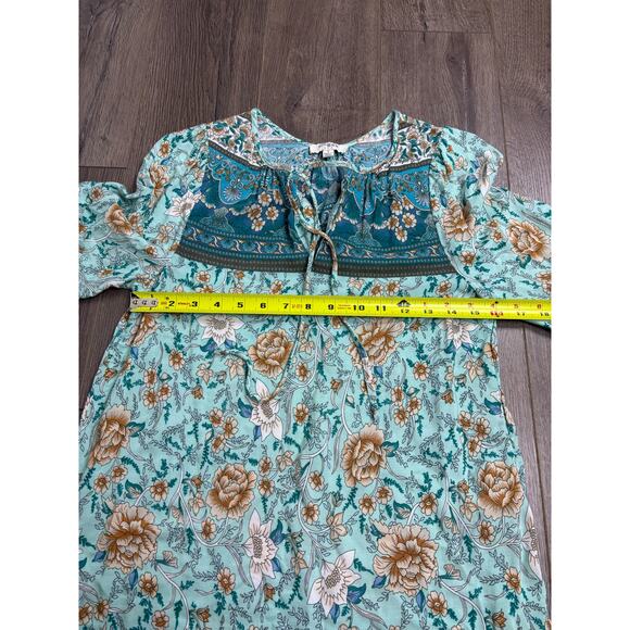 Umgee USA Women’s Small Boho Floral Peasant Blouse Top Long Sleeve Rayon - Picture 6 of 7